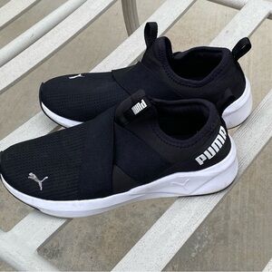 Puma Black and White Slip-On Shoes